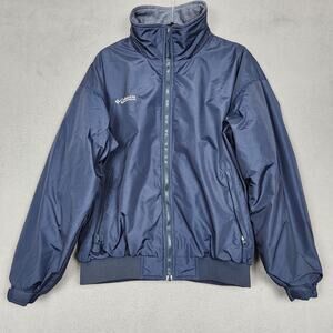 Columbia Falmouth Parka Mens Large Blue Fleece Lined Nylon Full Zip Winter Coat